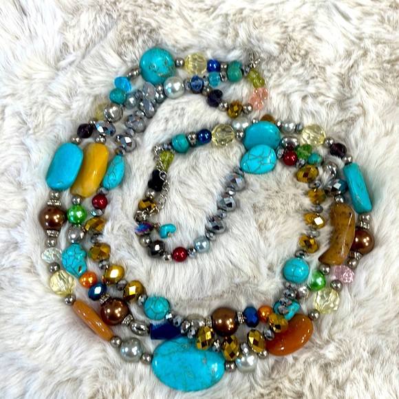 Spectacular Multi Stone Multi Strand Necklace - Picture 10 of 12